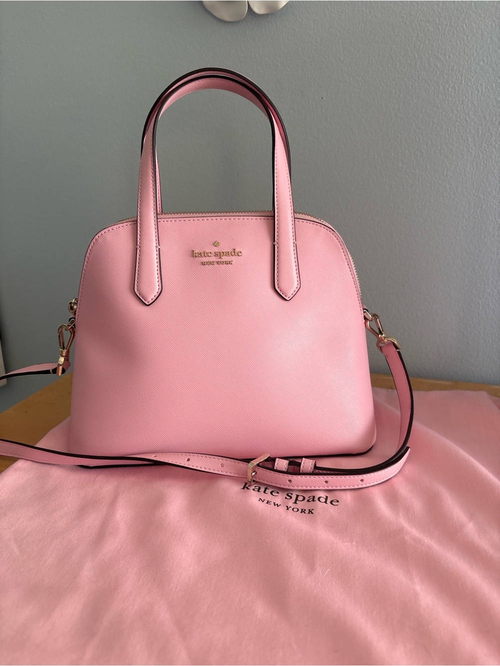 Kate spade bubble gum pink small dome satchel with crossbody strap